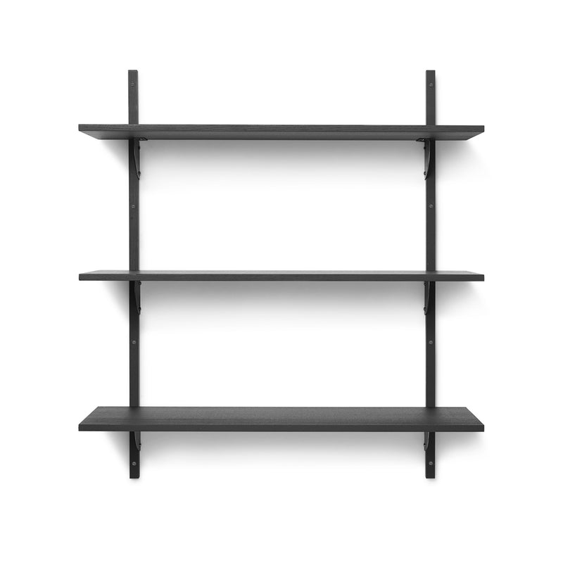 Ferm Living - Sector Wandregal single | 3 Regalböden / Esche schwarz/Messing schwarz / 87 cm