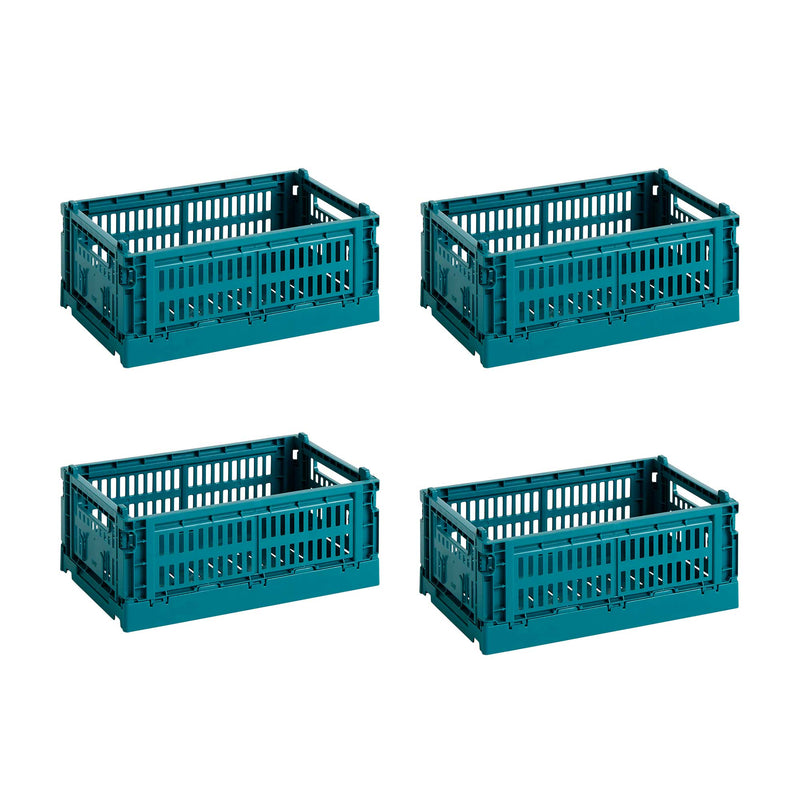 HAY - Colour Crate S Korb-Set recycled | 4er-Set / ocean green