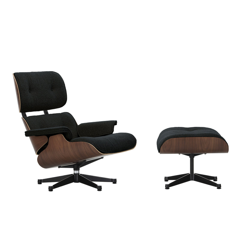 Vitra - Lounge Chair & Ottoman | Nubia 11 anthrazit/schwarz / Nussbaum dunkel / poliert / Seiten schwarz