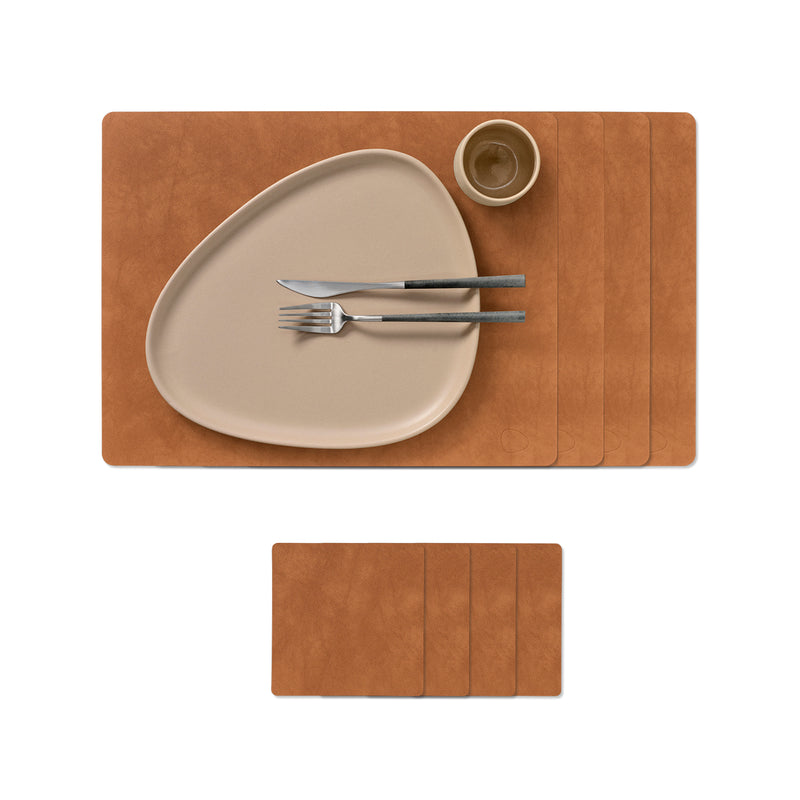 Lind DNA - Tischset Square Geschenkset | 4 Tischsets + 4 Glasuntersetzer / Nupo natur