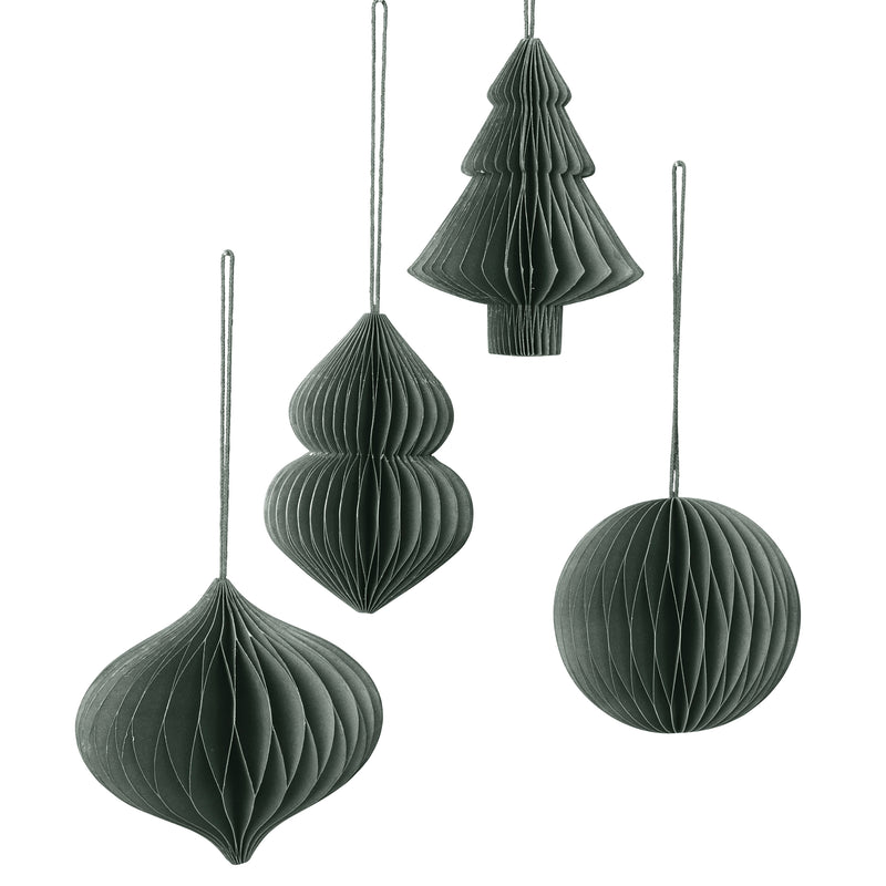 Broste Copenhagen - Christmas Mix Deko-Anhänger | 4er-Set / Ø 9 x H 10 cm / thyme