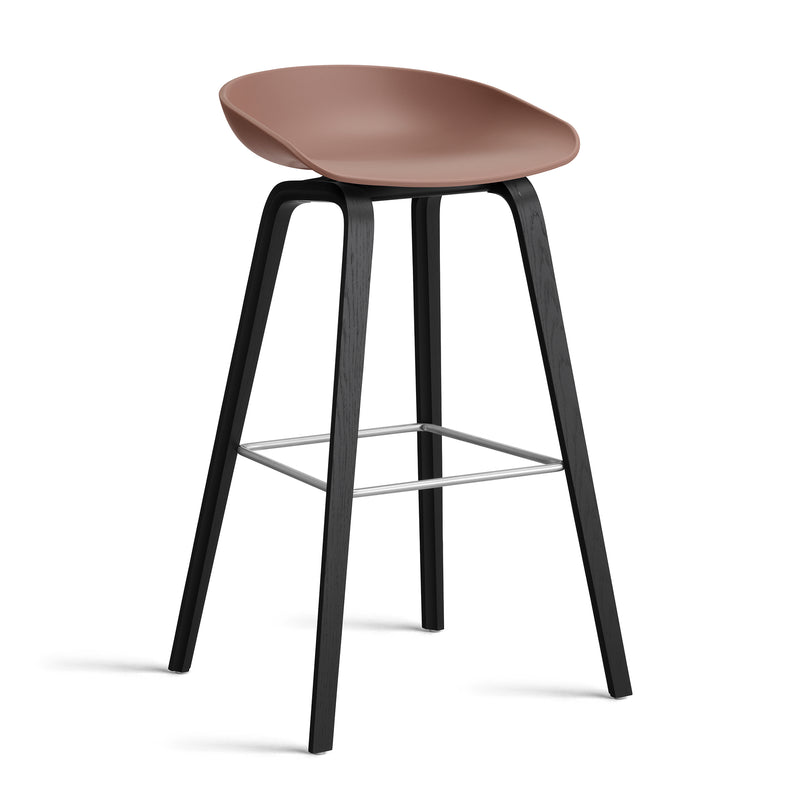 HAY - About A Stool AAS 32 | H 75 cm / soft brick 2.0 / Eiche schwarz lackiert / Edelstahl