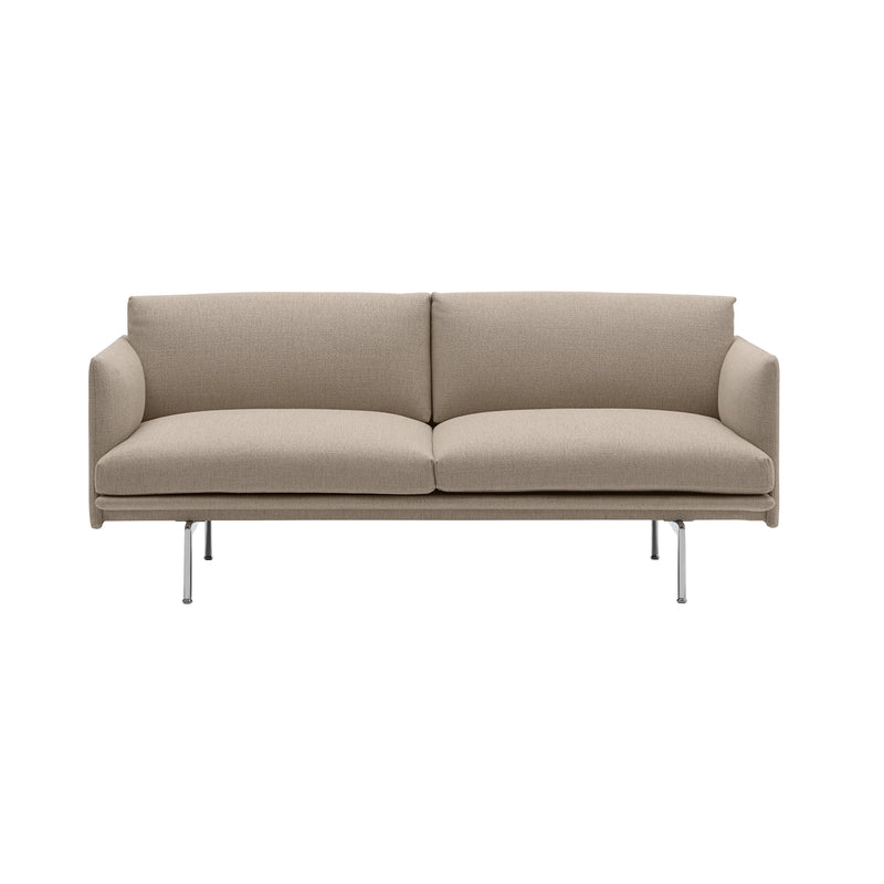 Muuto - Outline Sofa 2-Sitzer | Kvadrat Sahco Ecriture braun (240) (12) / poliertes Aluminium