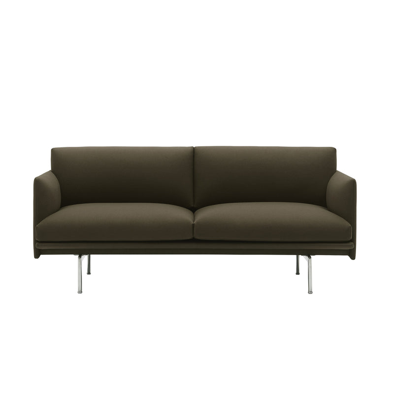 Muuto - Outline Sofa 2-Sitzer | Divina dunkelgrün (984) / poliertes Aluminium