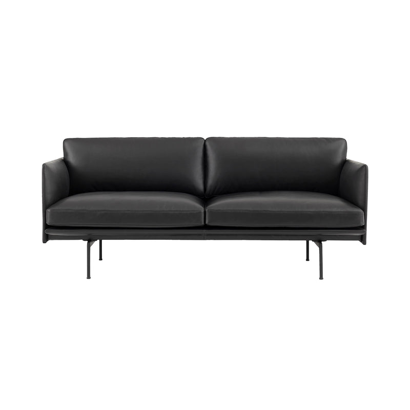 Muuto - Outline Sofa 2-Sitzer | Refine Leather schwarz / verkehrsschwarz