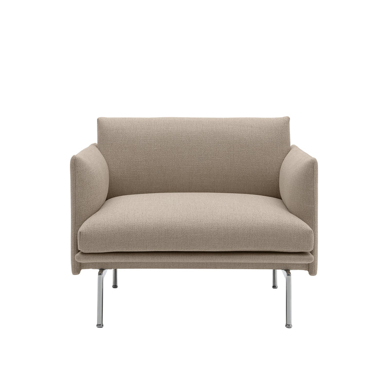 Muuto - Outline Sessel | Kvadrat Sahco Ecriture braun (240) / poliertes Aluminium
