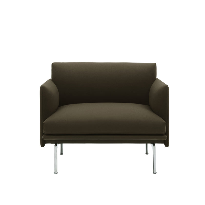 Muuto - Outline Sessel | Divina dunkelgrün (984) / poliertes Aluminium