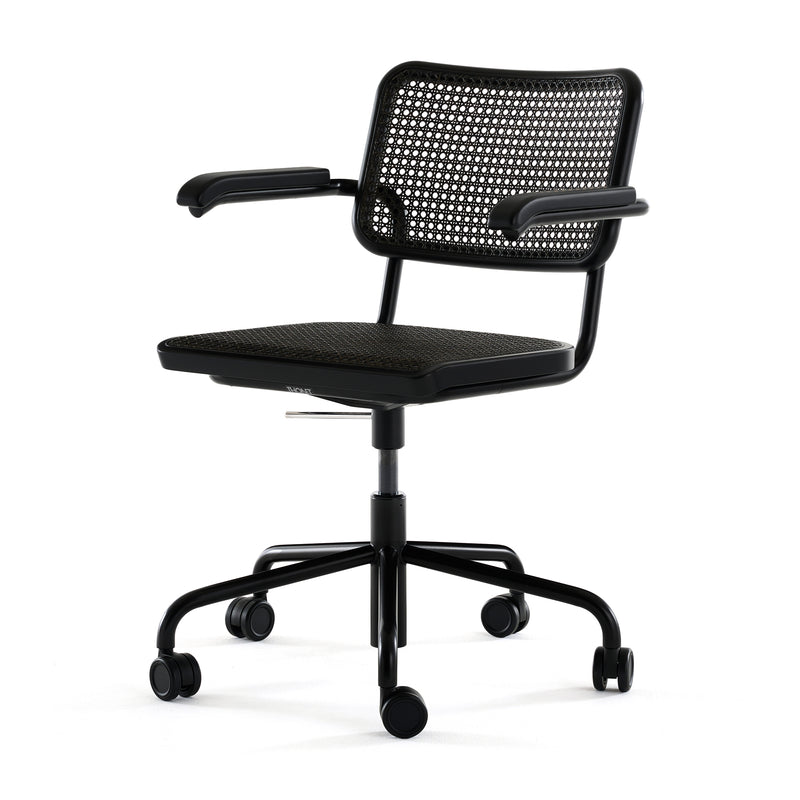 Thonet - S 64 VDR Drehsessel | Buche schwarz gebeizt / tiefschwarz / Geflecht dark melange