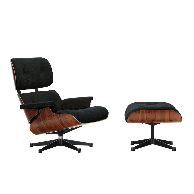 Vitra - Lounge Chair & Ottoman | Nubia 11 anthrazit/schwarz / Santos Palisander / poliert / Seiten schwarz