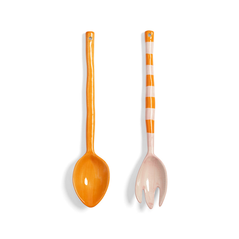&klevering - Boavista Salatbesteck | orange gestreift