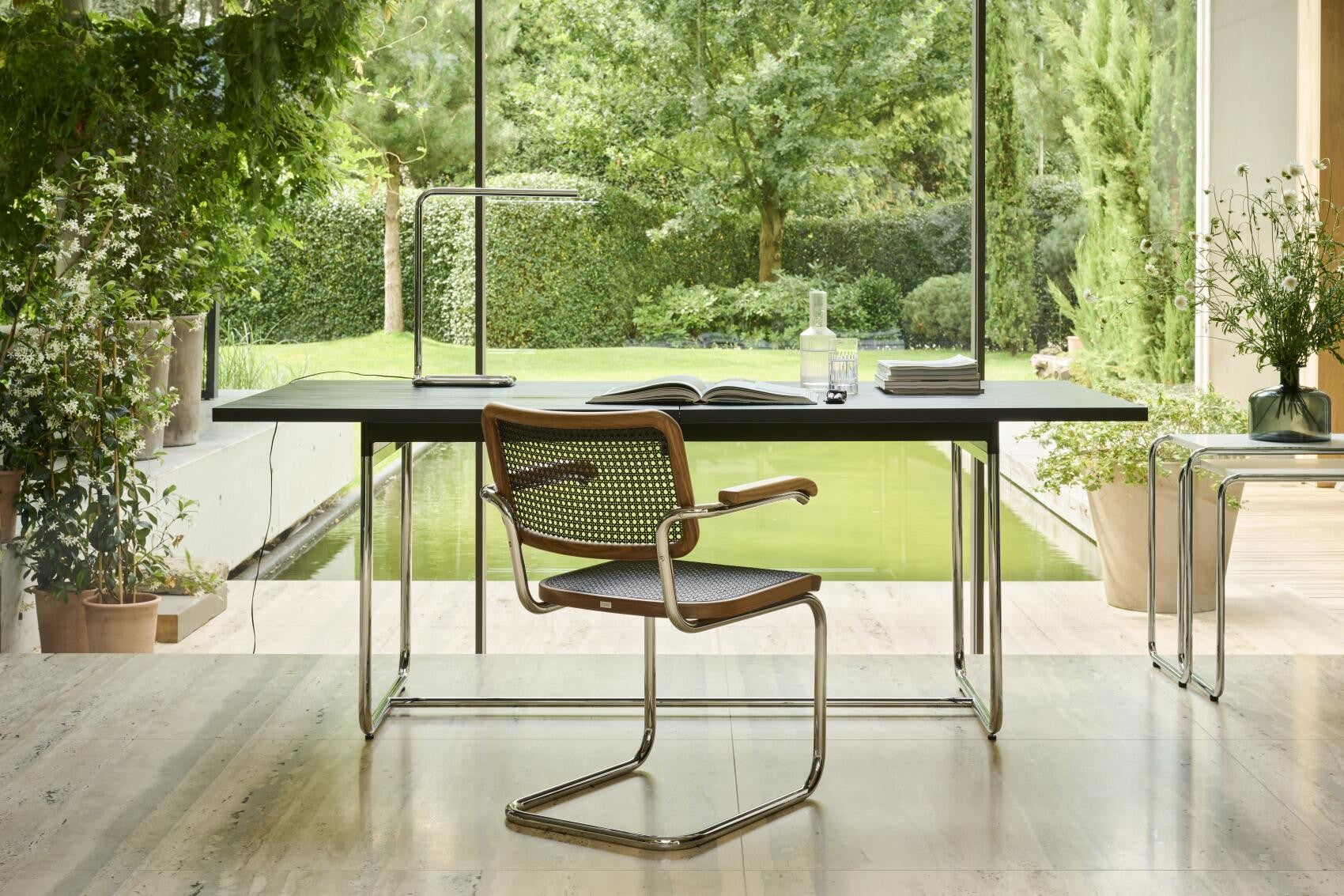 Thonet - S 64 V Freischwinger | Geflecht dark / Nussbaum / Chrom
