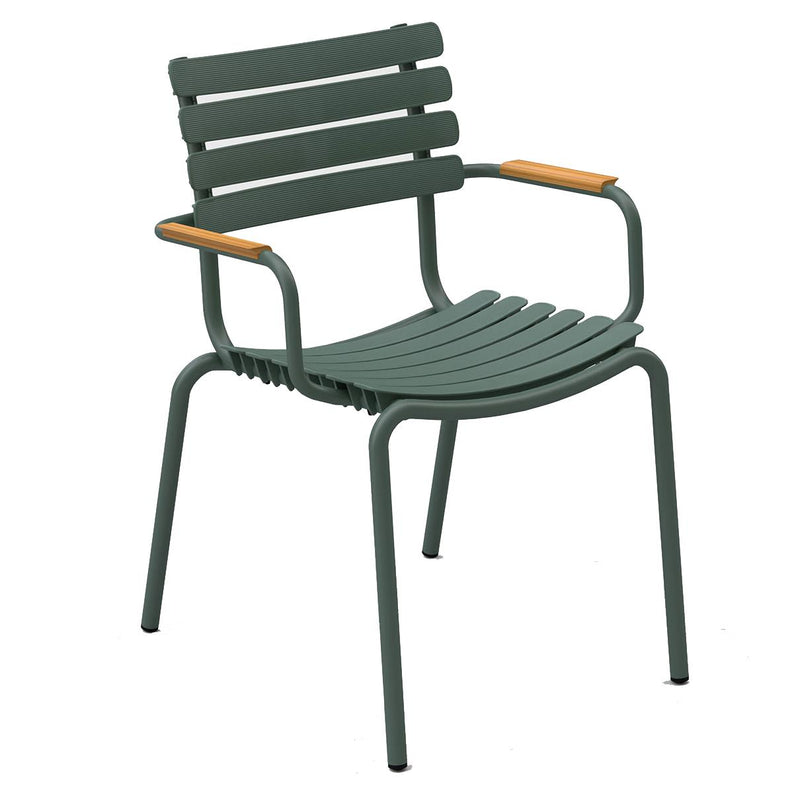 HOUE - ReCLIPS Outdoor Dining Armlehnstuhl | olivgrün/Bambus