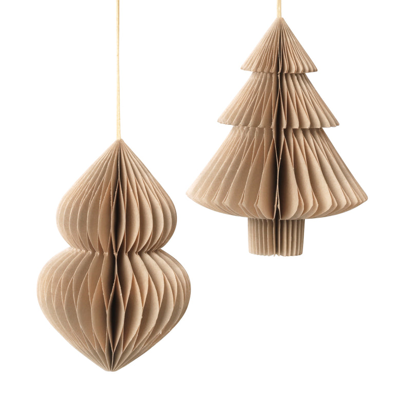 Broste Copenhagen - Christmas Mix Deko-Anhänger | 2er-Set (Tannenbaum & Zapfen) / Ø 13 x H 13 cm / natural brown