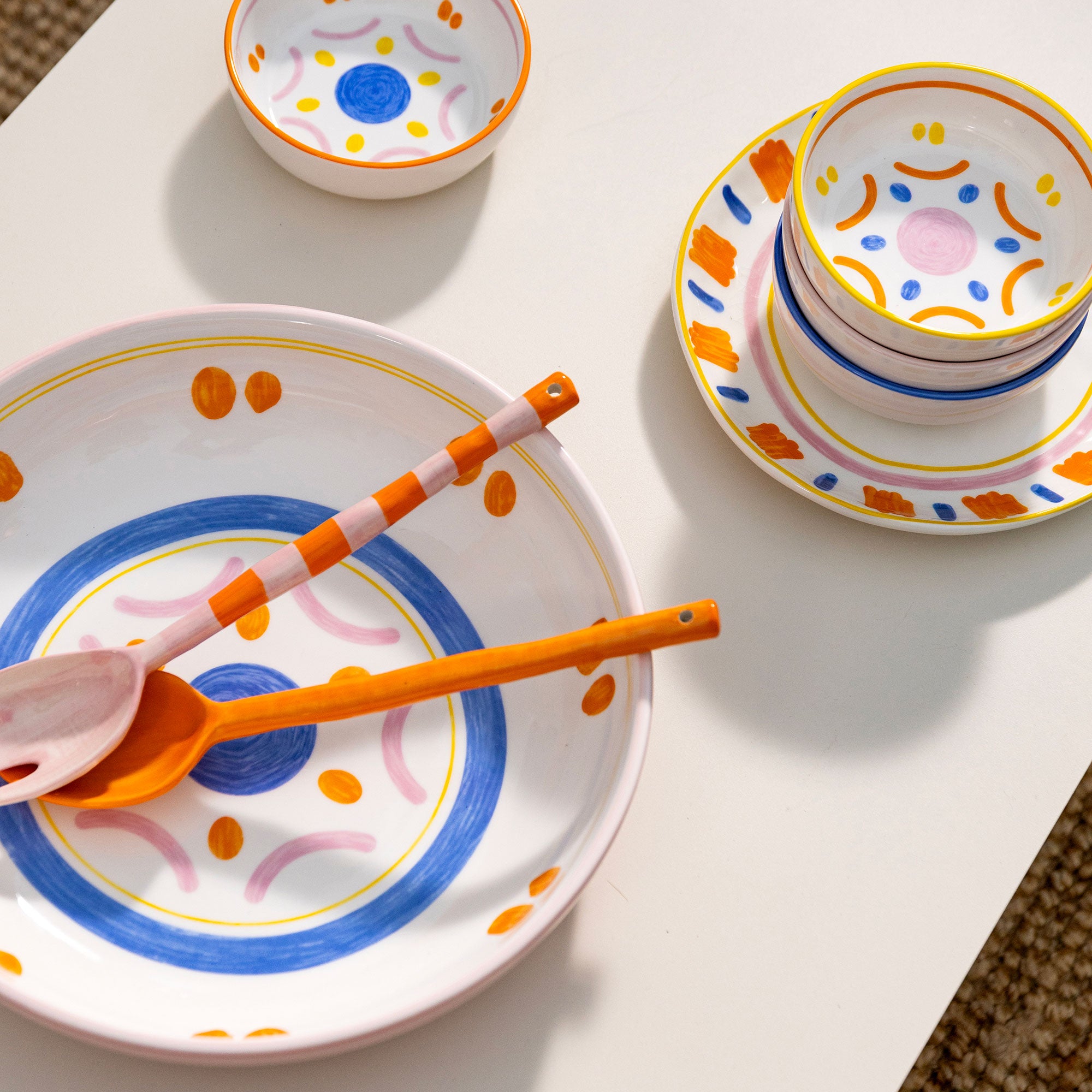 &amp;klevering - Boavista Salatbesteck | orange gestreift