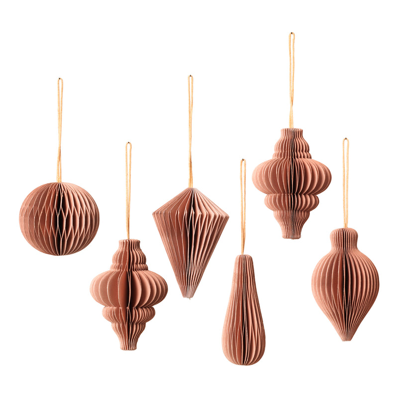 Broste Copenhagen - Christmas Mix Deko-Anhänger | 6er-Set / Ø 5 x H 7 cm / dusty pink