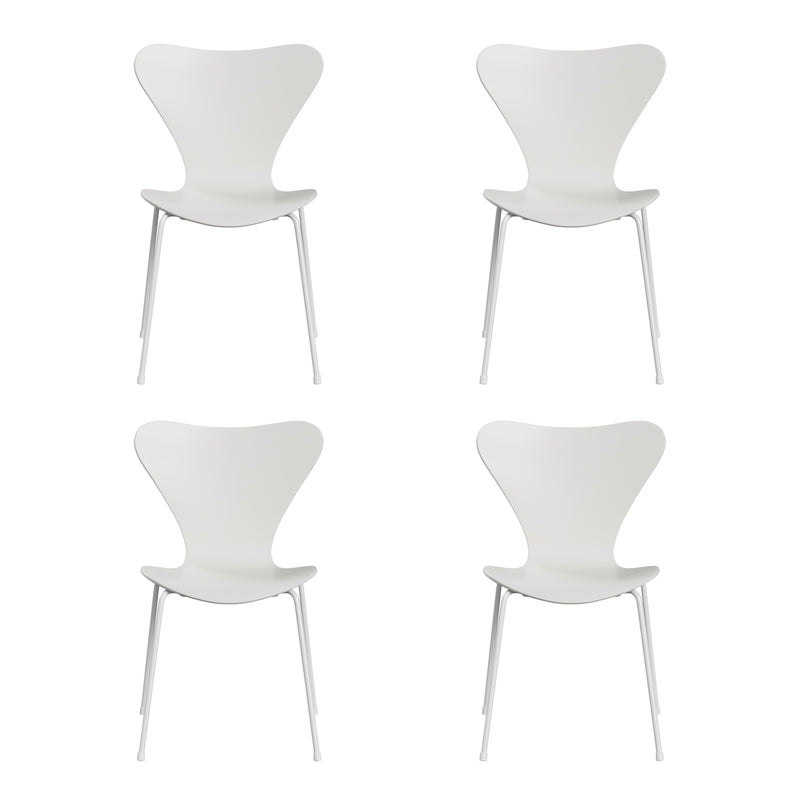 Fritz Hansen - Serie 7 Stuhl Monochrom (4er-Set) | weiß / Esche weiß gefärbt