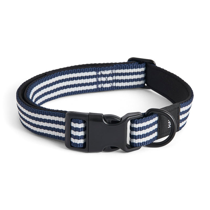 HAY - Dogs Hundehalsband | M/L / blau/weiße Streifen