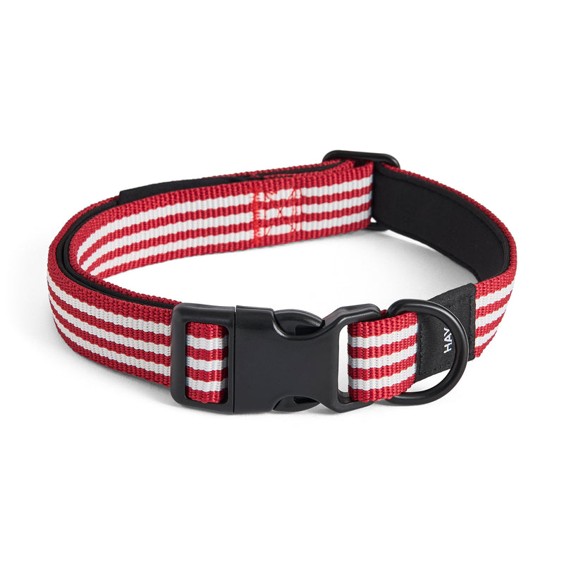 HAY - Dogs Hundehalsband | M/L / rot/weiße Streifen