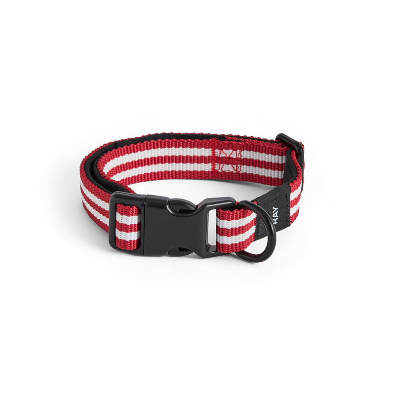 HAY - Dogs Hundehalsband | S/M / rot/weiße Streifen