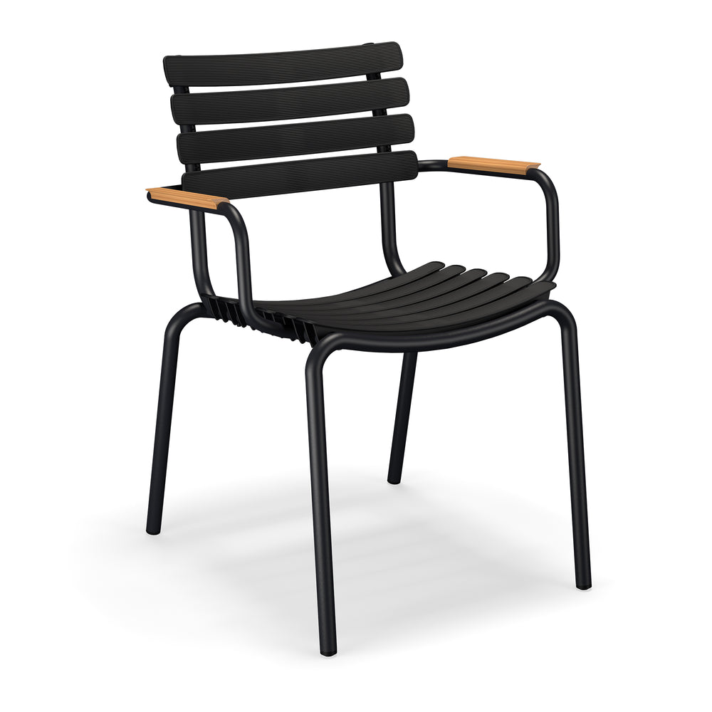 HOUE - ReCLIPS Outdoor Dining Armlehnstuhl | schwarz / Bambus