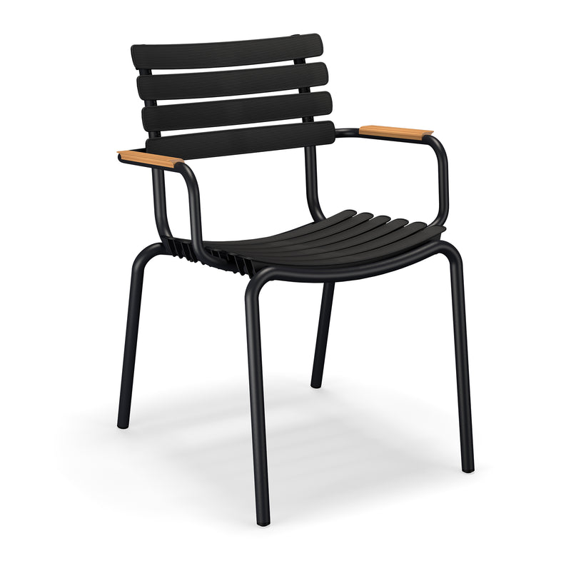 HOUE - ReCLIPS Outdoor Dining Armlehnstuhl | schwarz / Bambus