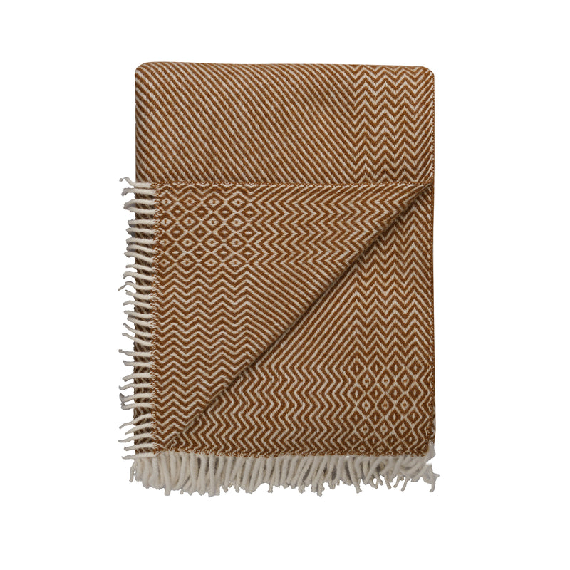 Røros Tweed - Kattefot Wolldecke | burnt ochre
