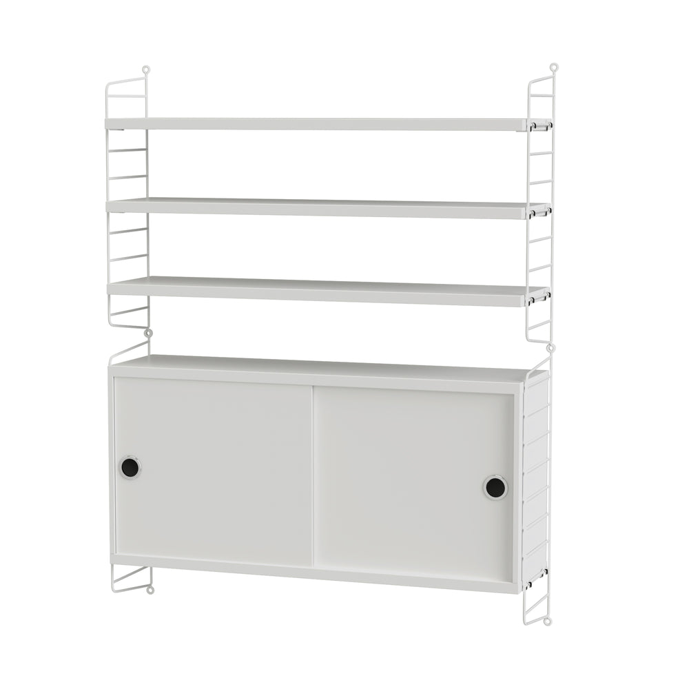 String - Wandregal mit Schrank | weiß/weiß