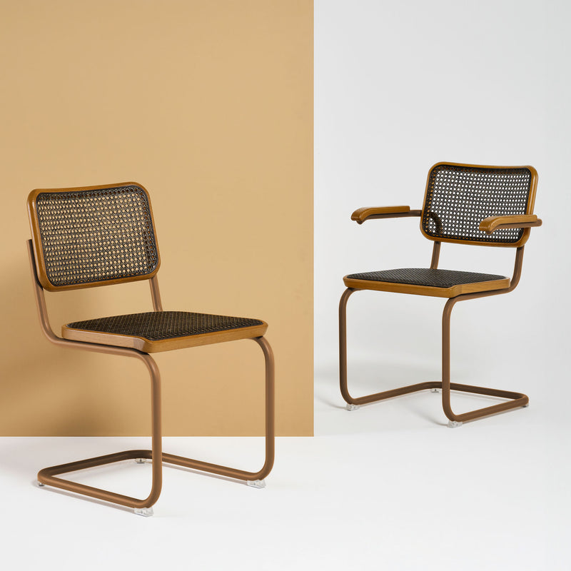 Thonet - S 32 V Stuhl | Geflecht dark / Eiche natur / bernstein