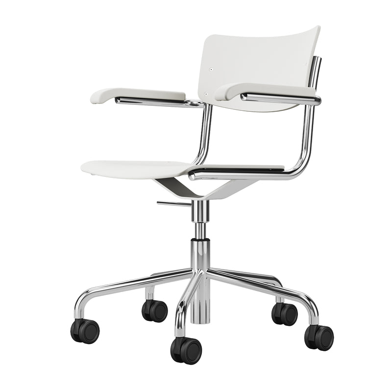 Thonet - S 43 FDR Bürostuhl | Buche weiß gebeizt / Chrom